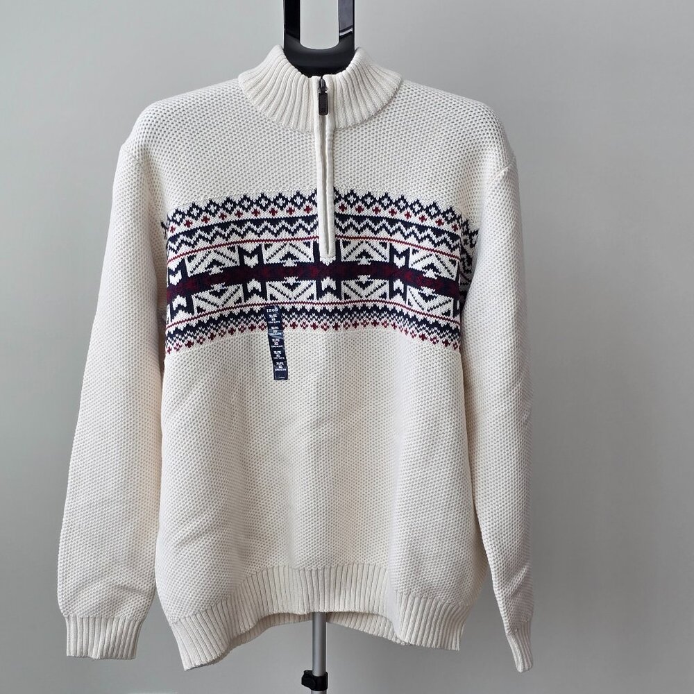NWOT - Men's IZOD Fair Isle Quarter-Zip Top, Size: XL/TG